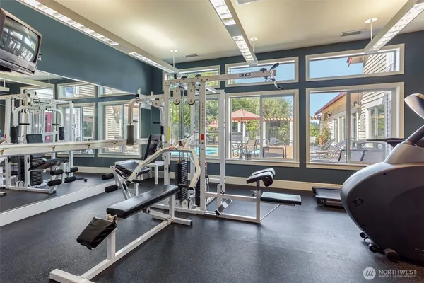a view of a room with gym equipment