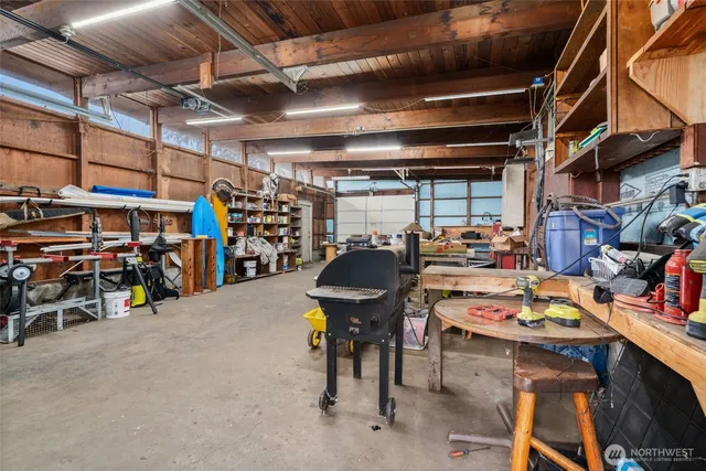 a view of a storage area with shelves