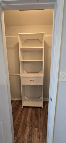a view of walk in closet with empty racks