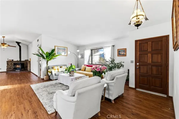 a living room with furniture flowerpot and a rug