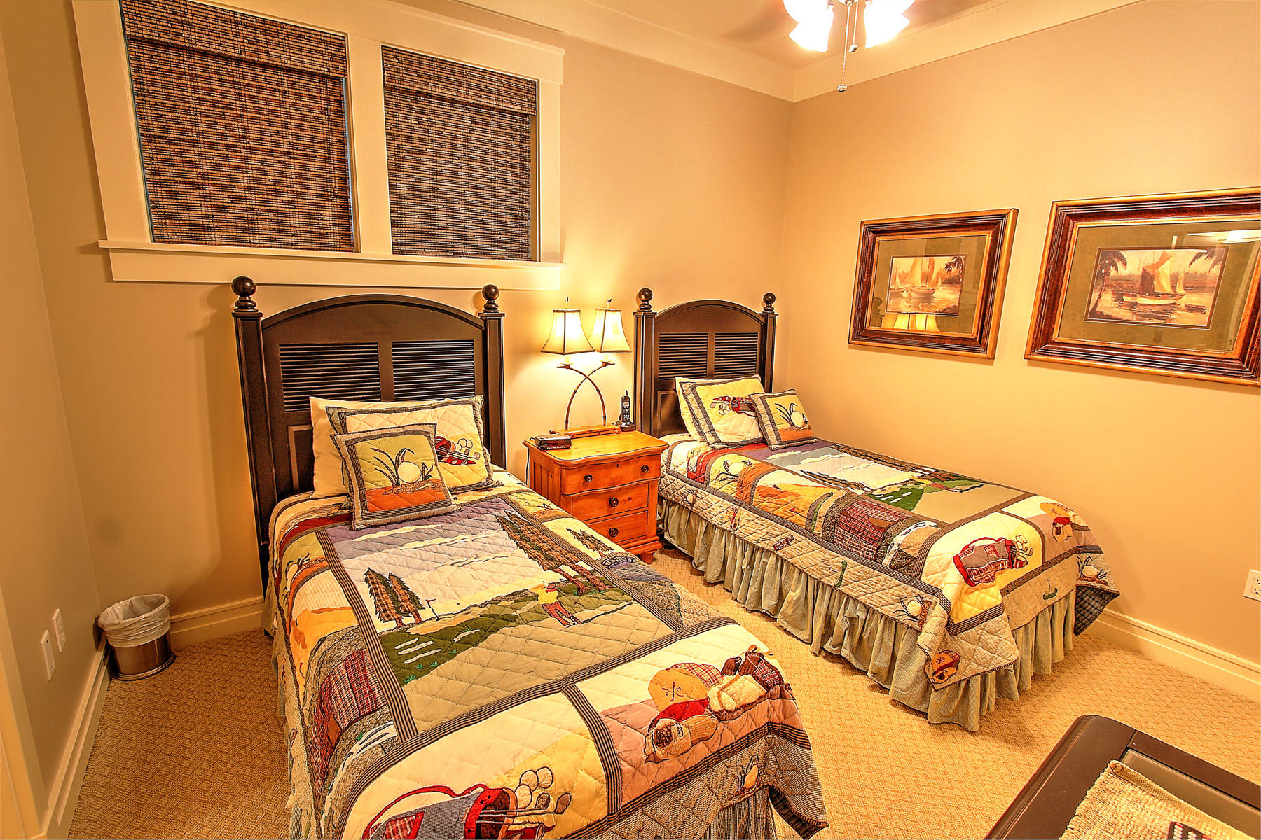 1101 Prospect Promenade, Unit 401 Panama City Beach, FL 32413 - Photo 16 of 35 a bedroom with two beds and painting on the wall