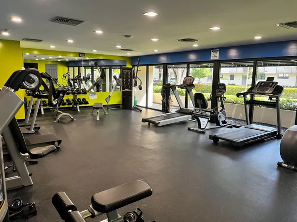 a view of a room with gym equipment
