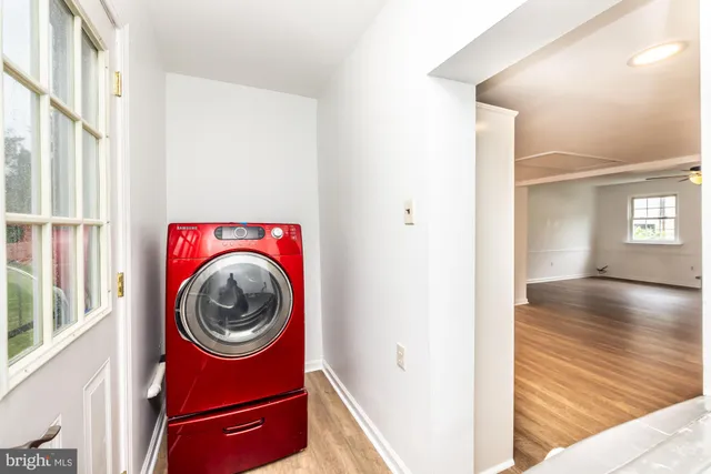 a utility room with dryer and washer