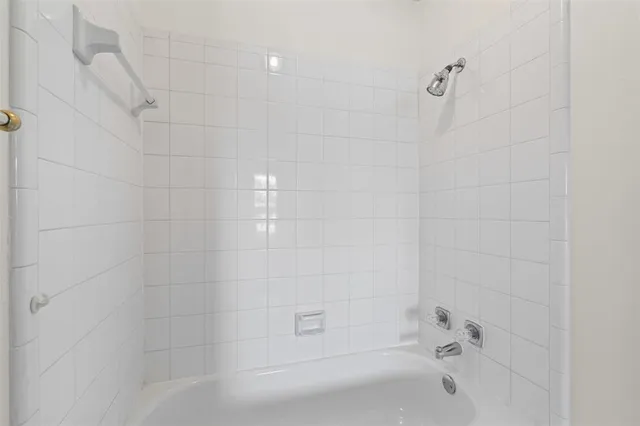 a bathroom with a bathtub
