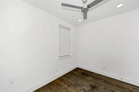 an empty room with a workbench