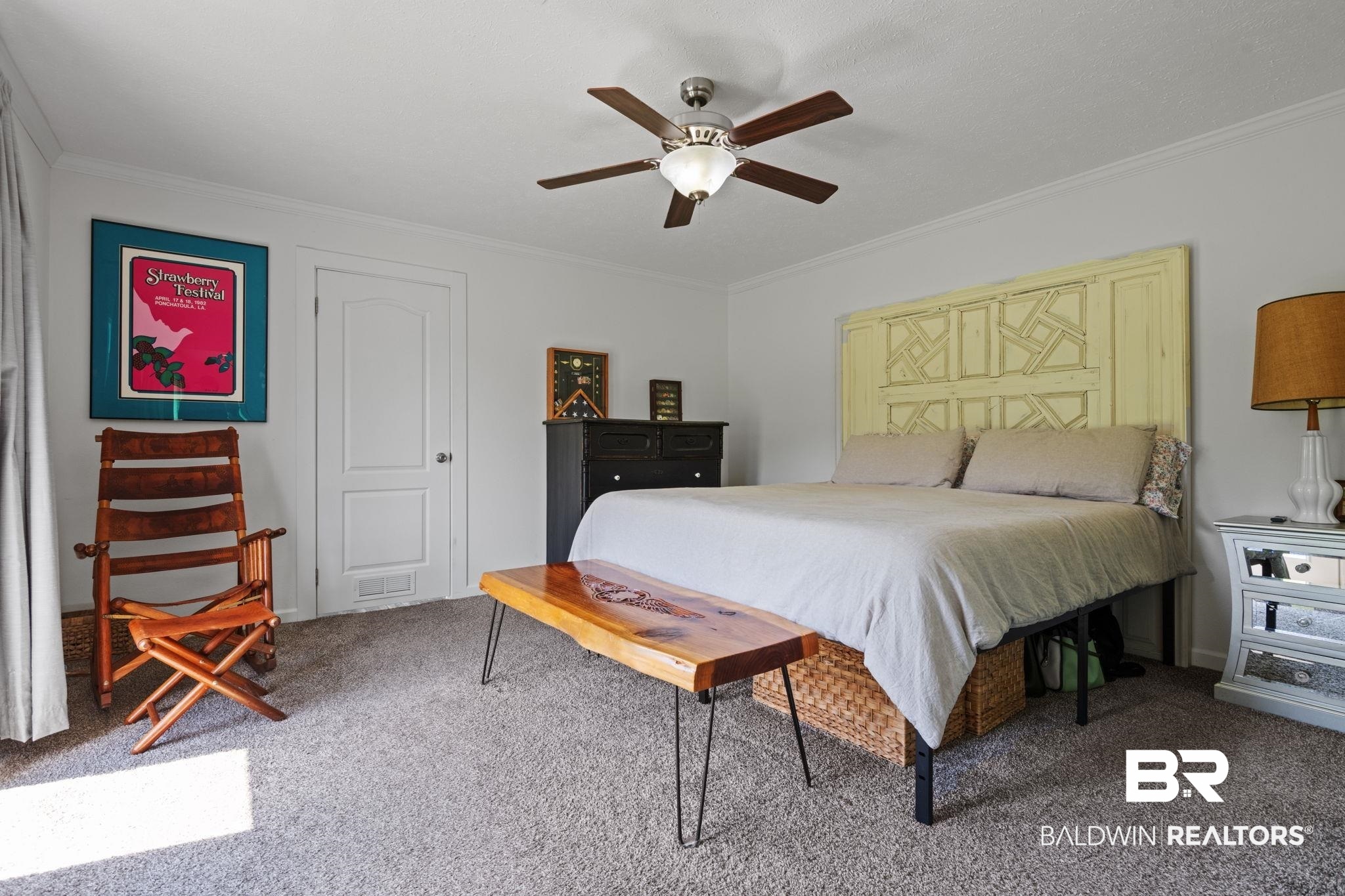 10703 South Ridge Drive Semmes, AL 36575 - Photo 20 of 37 Bedroom with carpet, ornamental molding, and ceiling fan