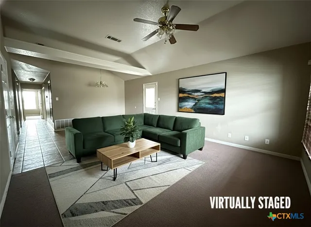 a living room with furniture