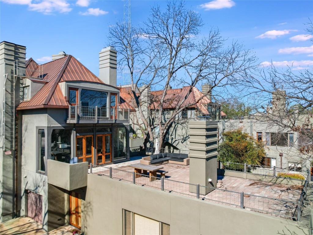 1100 square foot private rooftop terrace offering one of the best vantage point views in all of Austin.