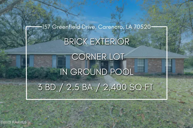 $195,000 | 157 Greenfield Drive, Carencro, LA 70520