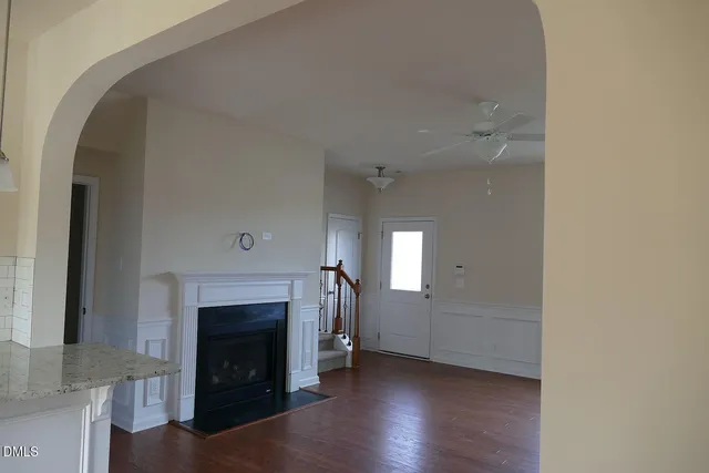 a view of a livingroom with a fireplace