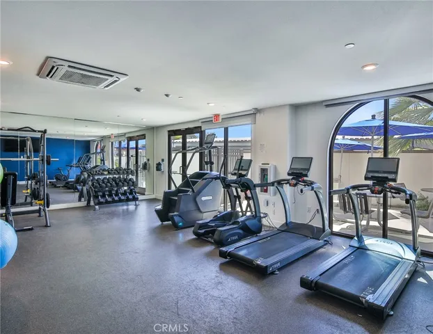 a view of a room with gym equipment