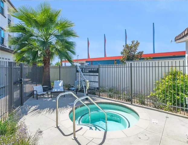 a garden view with a seating space