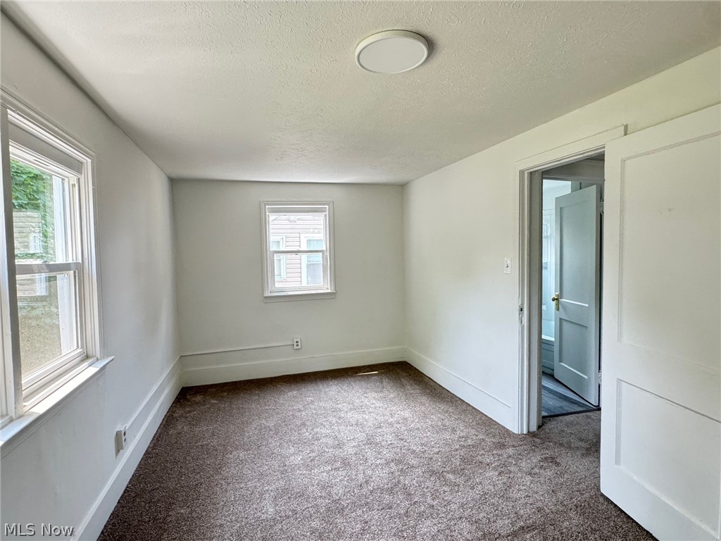 459 Patterson Avenue Akron, OH 44310 - Photo 13 of 24 2nd floor apt. Carpeted empty room featuring a textured ceiling and a wealth of natural light