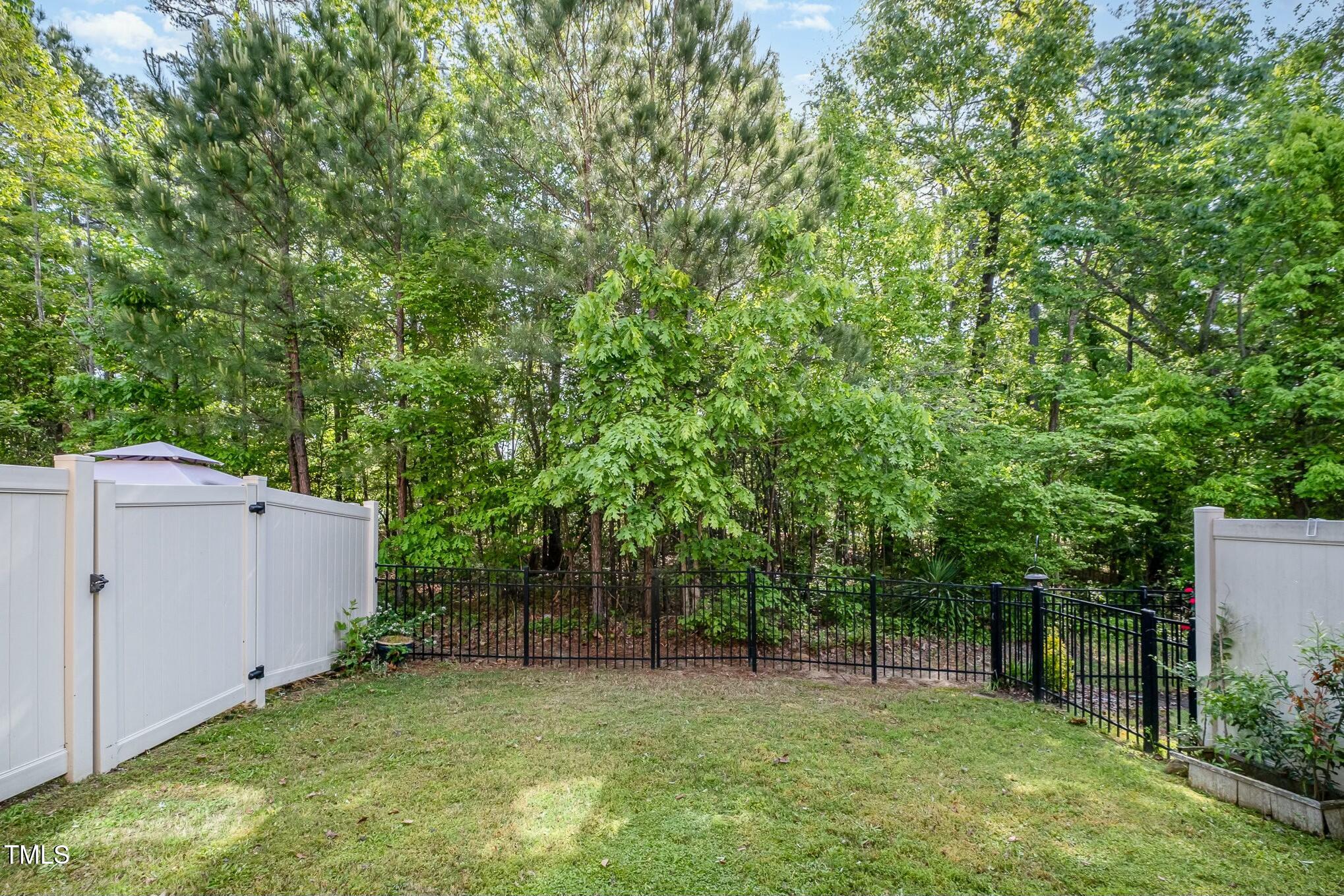 1335 Catch Fly Lane Durham, NC 27713 - Photo 25 of 30 a backyard of a house with lots of plants and tree