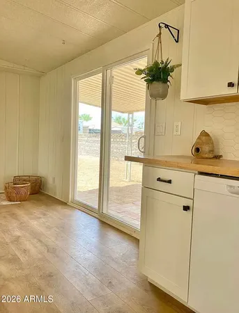 a view of a room with a window