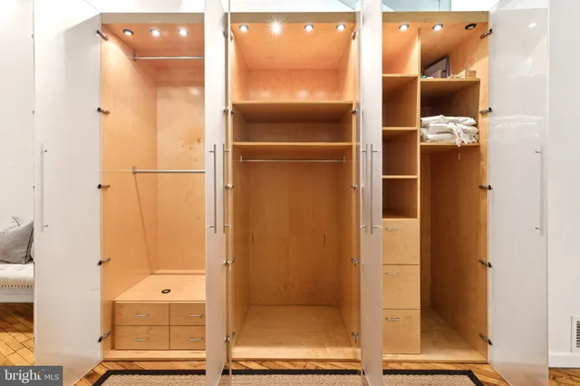 a view of a storage room with washer and dryer