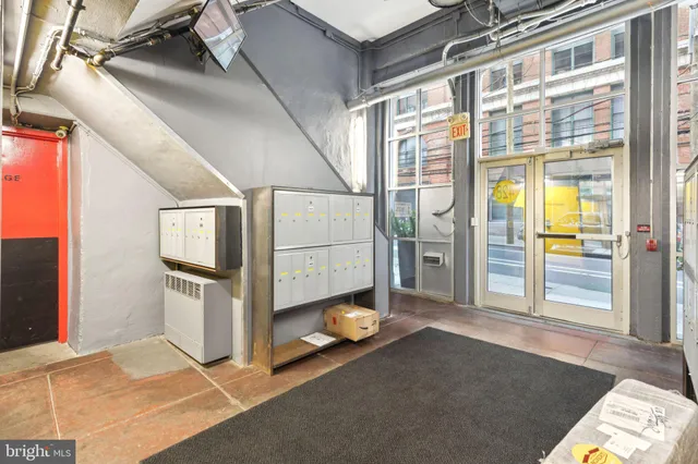 a front view of a multi story building