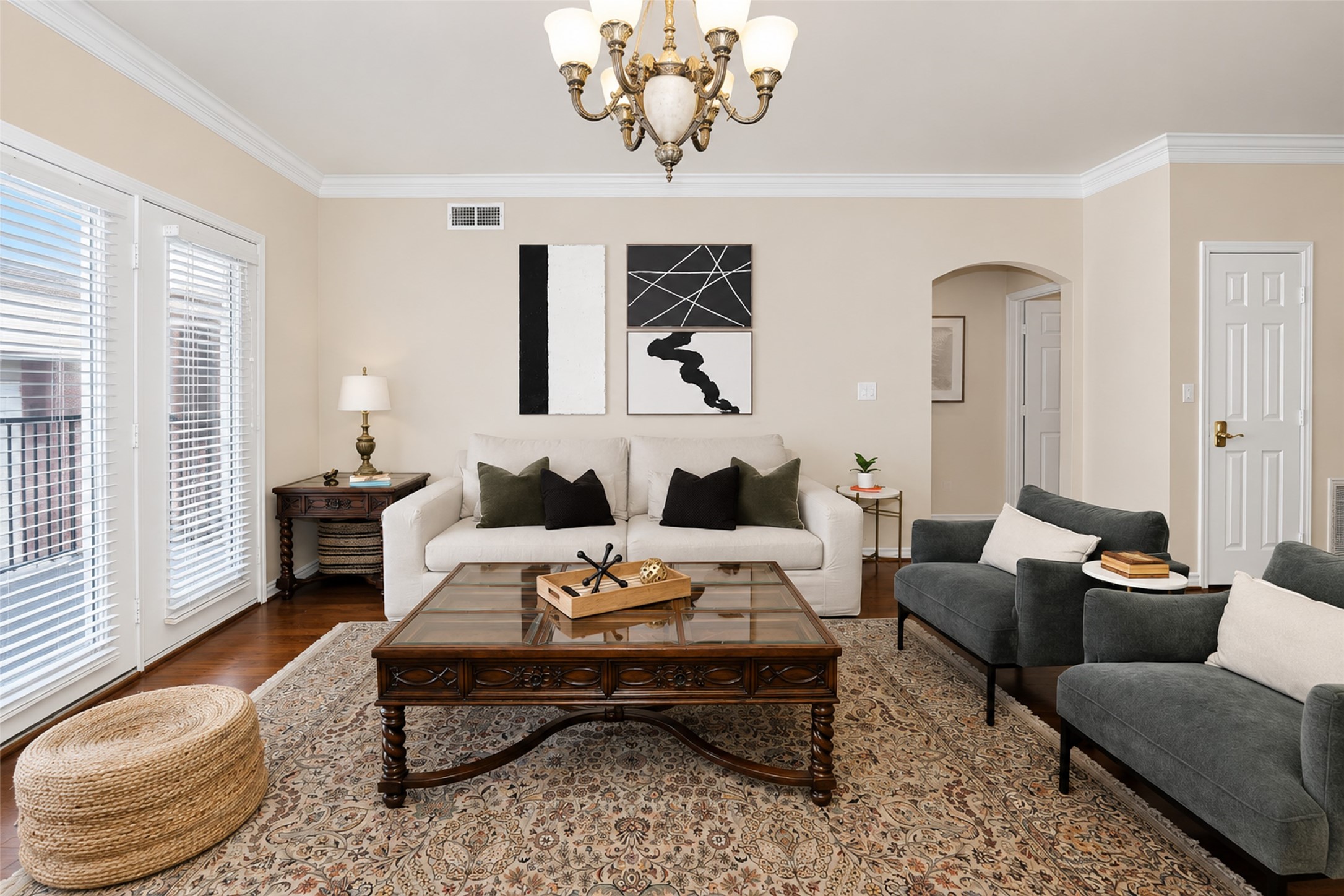 2400 McCue Road, Unit 401 Houston, TX 77056 - Photo 1 of 47 Luxurious and comfortable living room. Home is fully furnished.