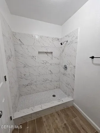 a bathroom with a bathtub
