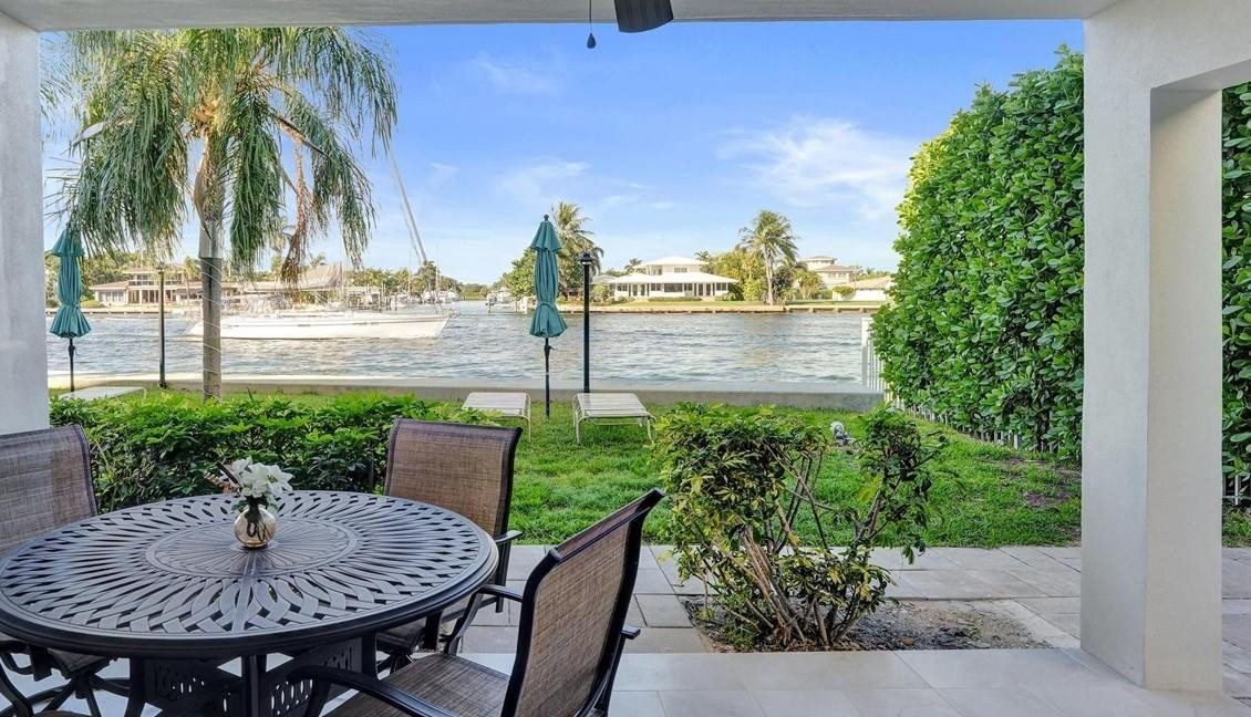 an outdoor view with patio