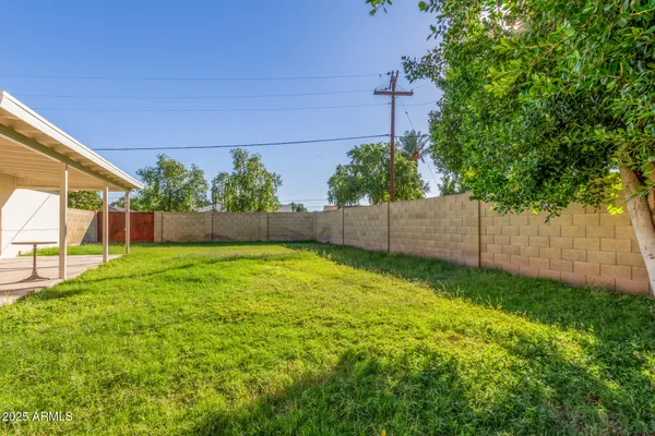 a view of backyard with green space