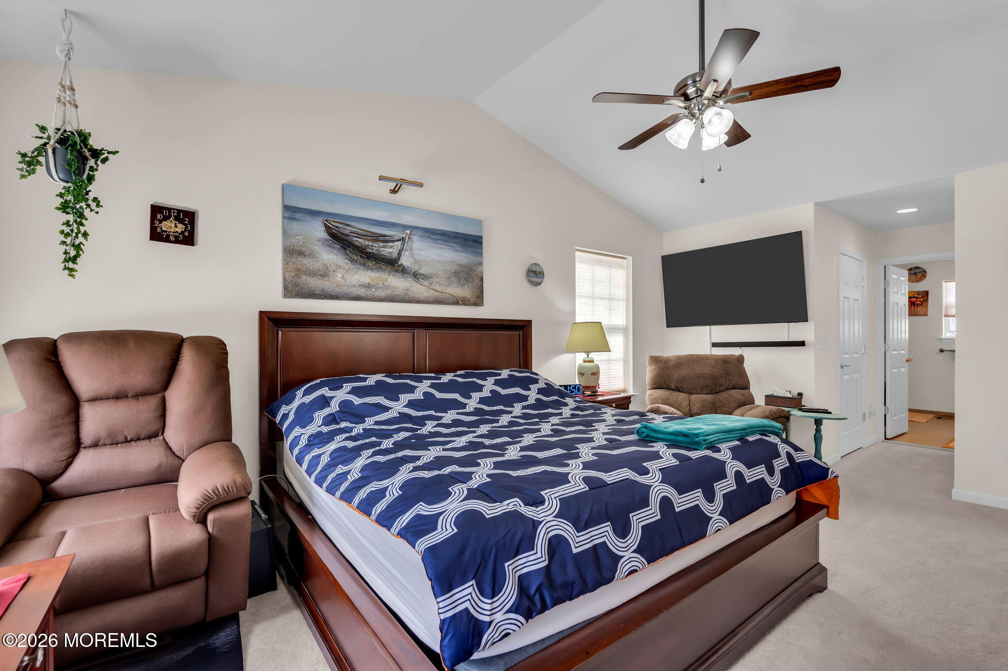 81B North Locust Avenue, Unit A Marlton, NJ 08053 - Photo 70 of 87 a bedroom with a bed couch and flat screen tv