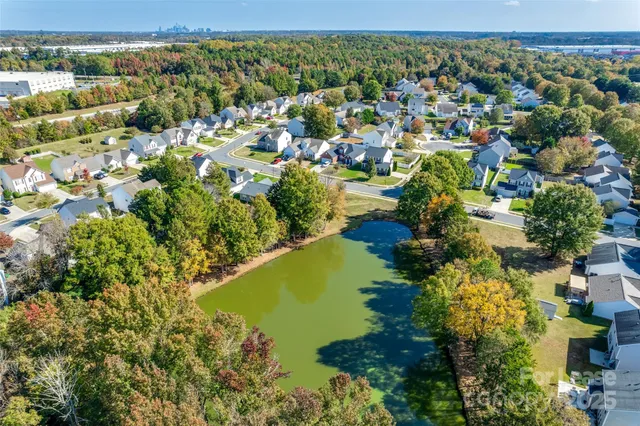 a view of lake with green space