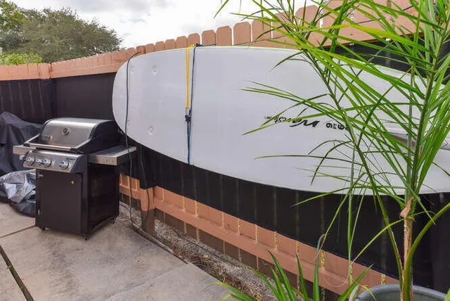 a view of a balcony with an outdoor space