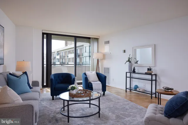 a living room with furniture