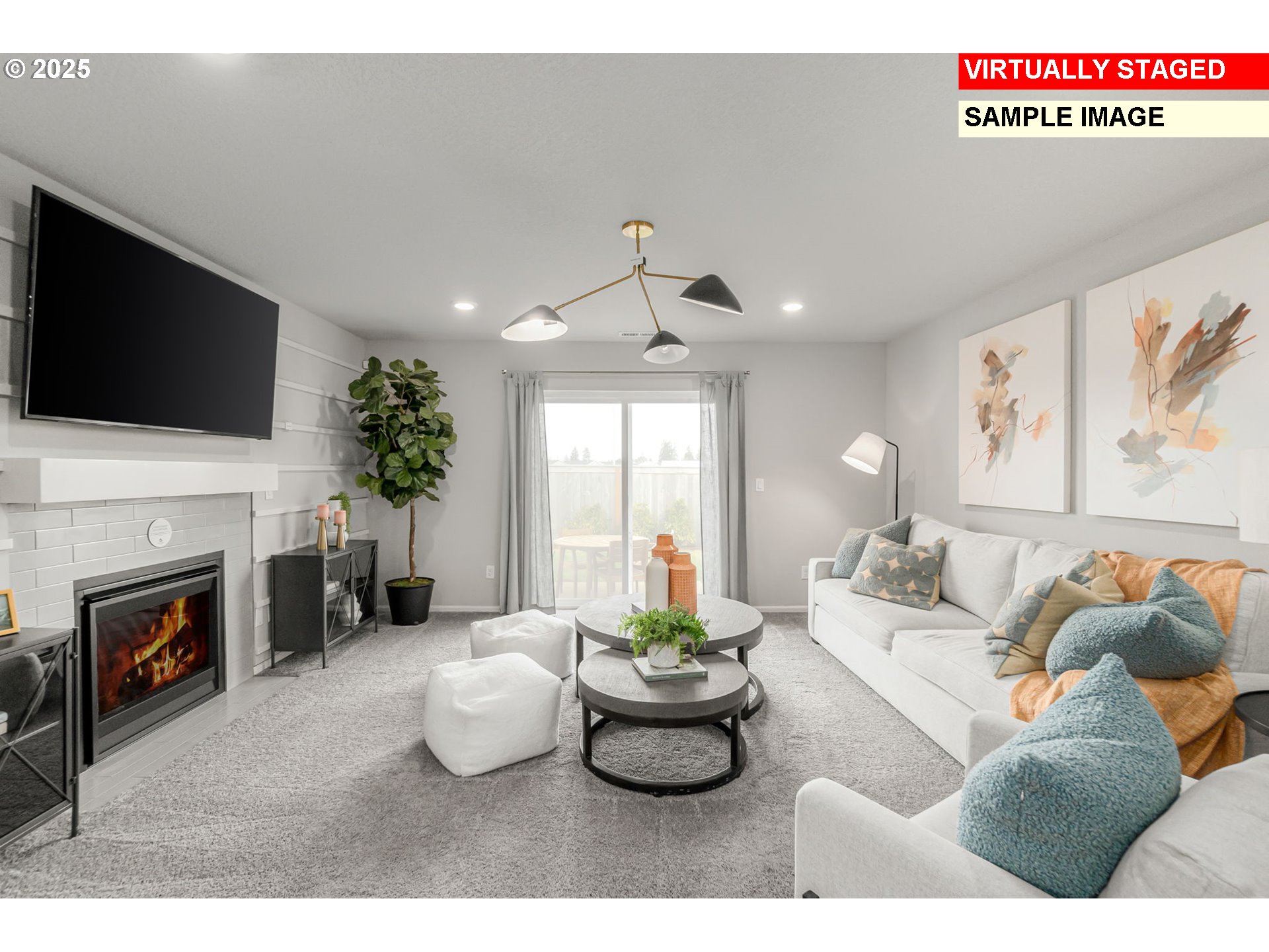1074 Clemson Street Gervais, OR 97026 - Photo 5 of 18 a living room with furniture fireplace and flat screen tv