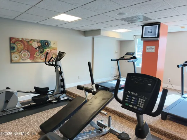 a room with gym equipment