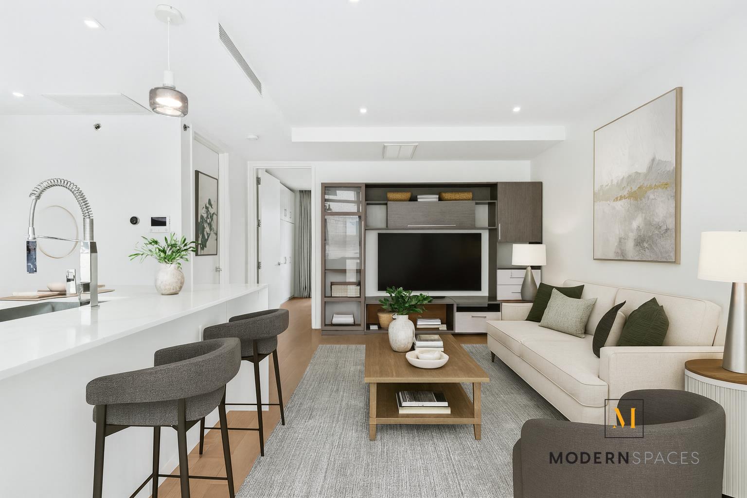 24-12 42nd Road, Unit 4A Queens, NY 11101 - Photo 3 of 17 a living room with furniture and a flat screen tv