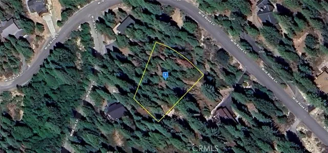 an aerial view of a houses with trees