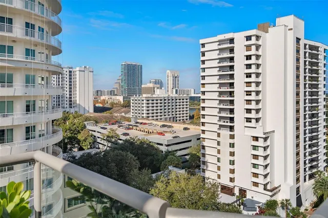 a view of balcony with a potted plant