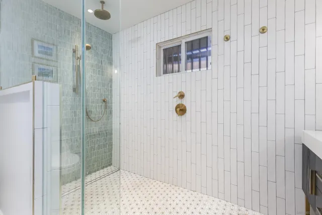 a bathroom with a shower