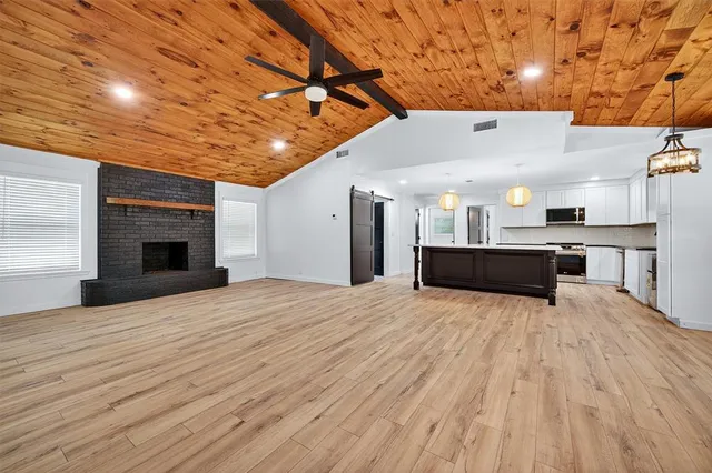 a view of a livingroom with a fireplace