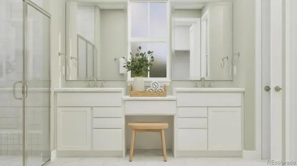 a bathroom with a sink and mirror