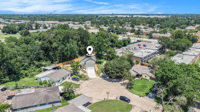 an aerial view of a house