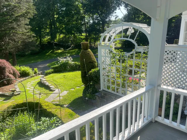 a view of swimming pool from a balcony