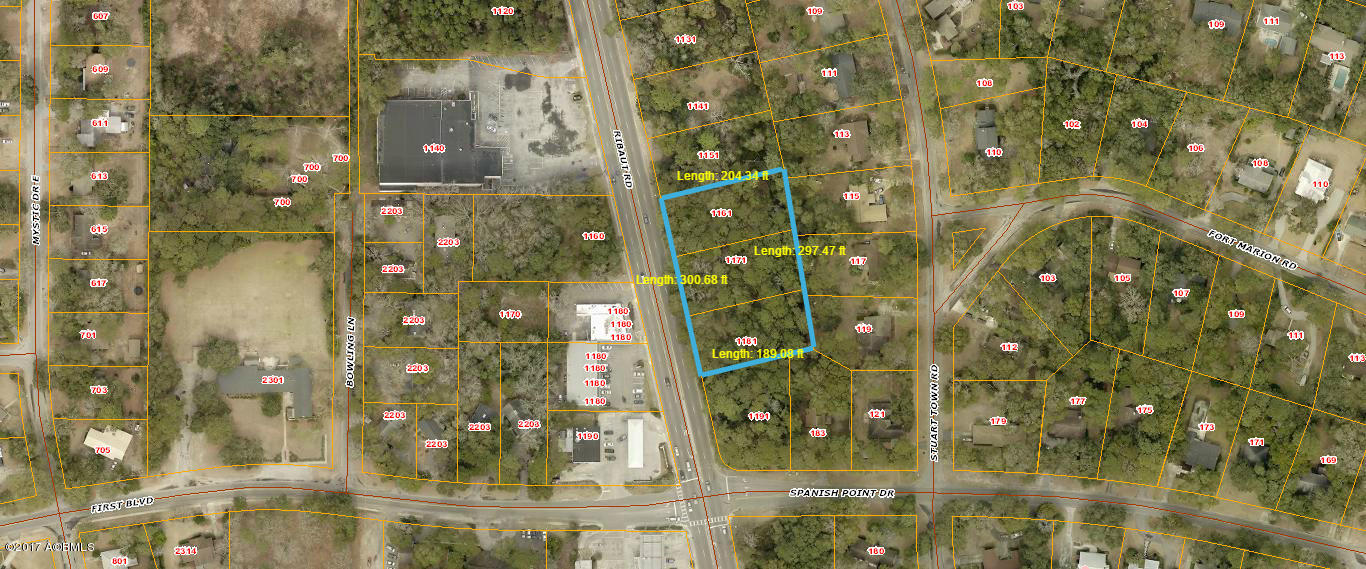 1161-1181 Ribaut Road Beaufort, SC 29902 - Photo 4 of 13 Aerial with outside measuremnets