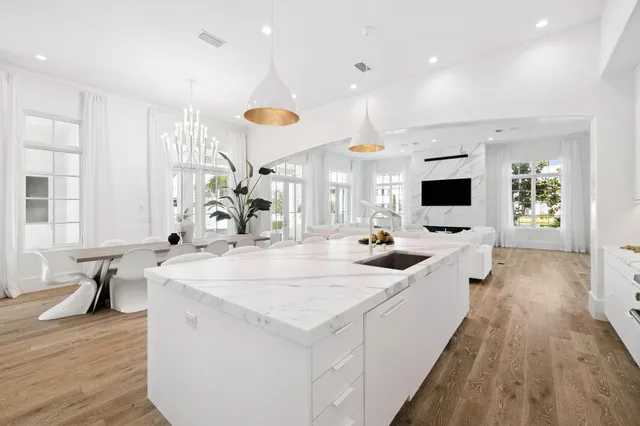 a kitchen with a stove and a microwave