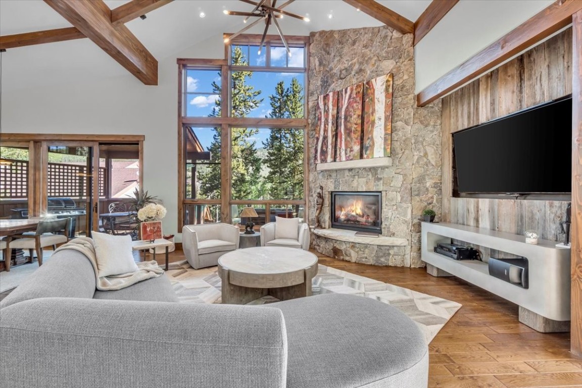 73 Last Chance Lane Dillon, CO 80435 - Photo 5 of 46 a living room with fireplace furniture and a flat screen tv