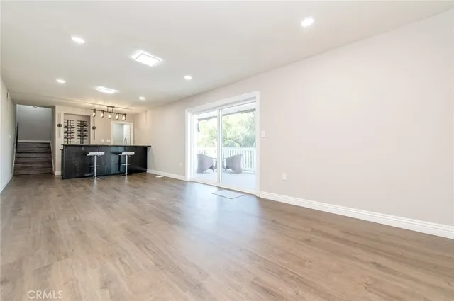 a view of a balcony with an outdoor space