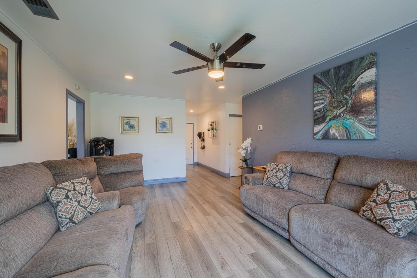 8340 Forest Street Gilroy, CA 95020 - Photo 7 of 30 a living room with furniture and a ceiling fan