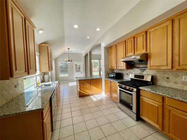 a view of a room with windows