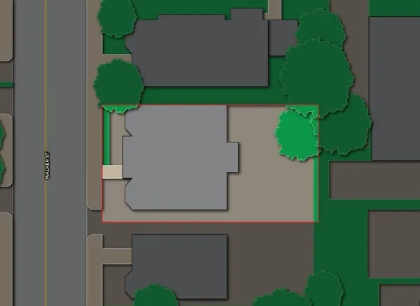 an aerial view of a house
