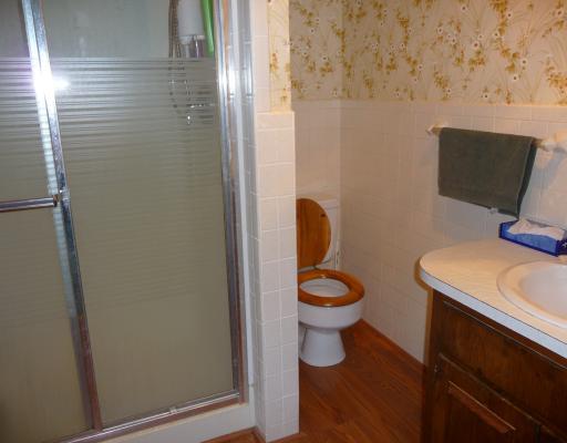 10440 Five Points Road Home, PA 15747 - Photo 9 of 12 Master Bath/Spa. Master bath has laminate wood floor, ceramic tile and wallpapered walls.