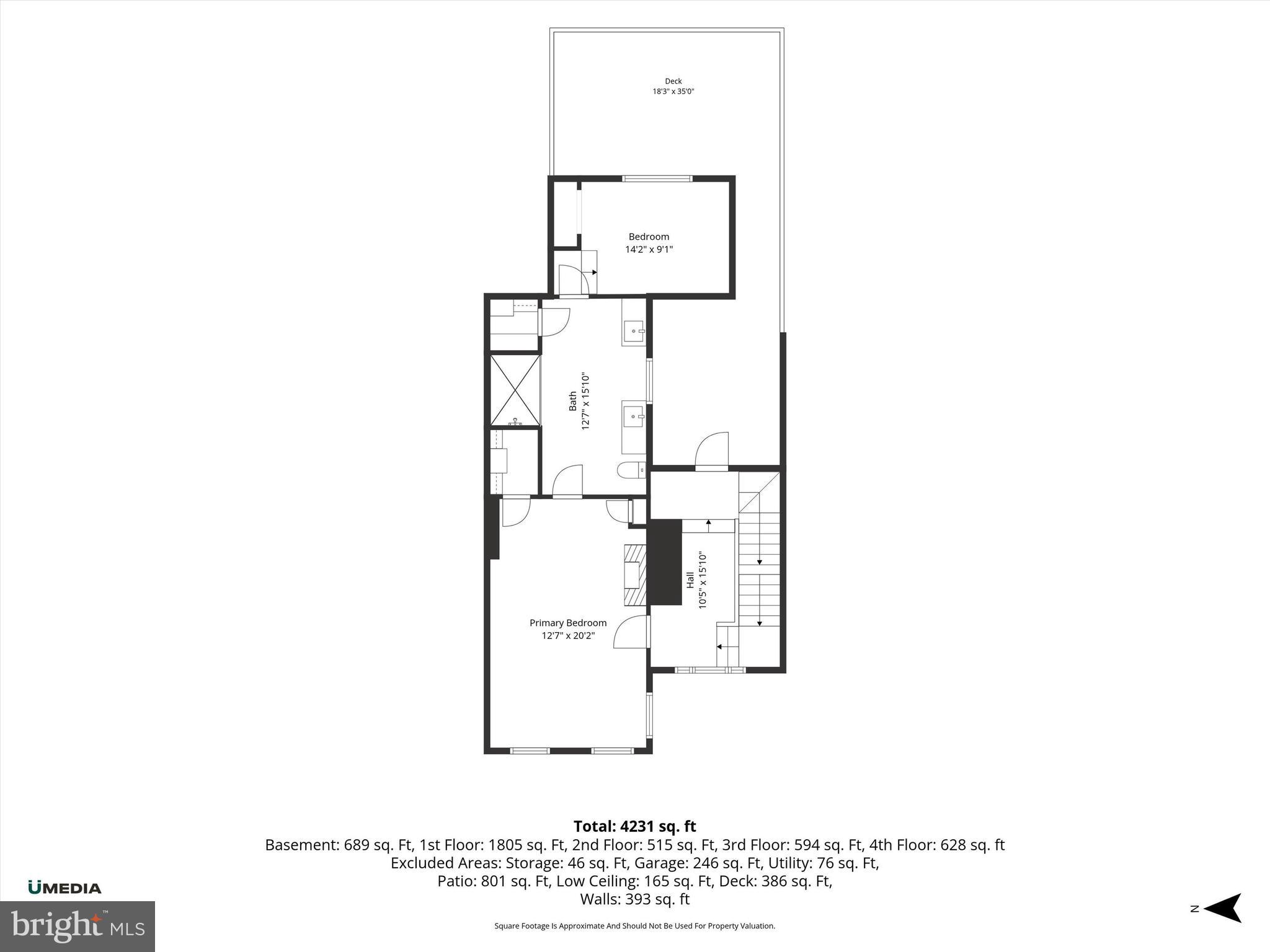 1525 35th Street Northwest Washington, DC 20007 - Photo 40 of 43 Upper Level Floor Plan
