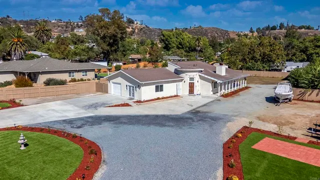 an aerial view of a house