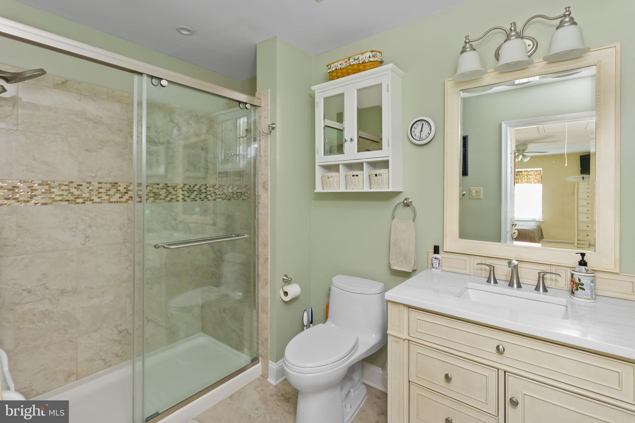 8 Kettlebrook Drive Mount Laurel, NJ 08054 - Photo 24 of 37 a bathroom with a granite countertop sink toilet and shower